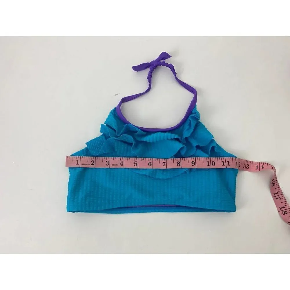 Jessica Simpson Swim Top Blue Purple Halter Swimsuit Top - Girls Size 8